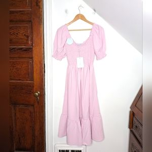 HILL HOUSE The Louisa Nap Midi Dress Ballerina Pink NEW Size S